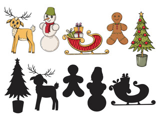 Childrens game. Find a pair. Find a reflection. Vector illustration. Doodle style.