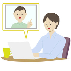 remote working man vector illust