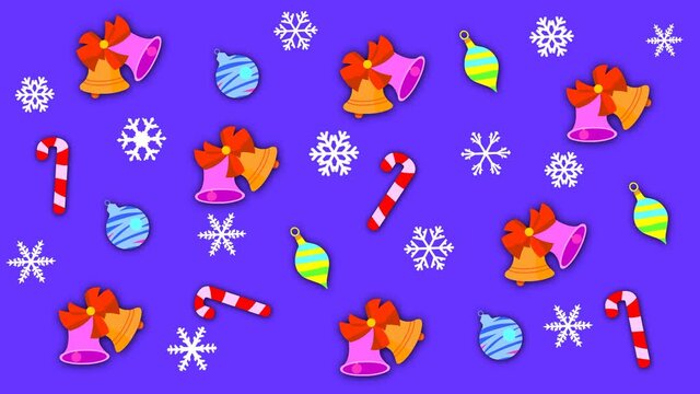 Christmas, animation of a New Year background with various New Year objects.