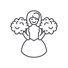 Cheer concept icon, linear isolated illustration, thin line vector, web design sign, outline concept symbol with editable stroke on white background.