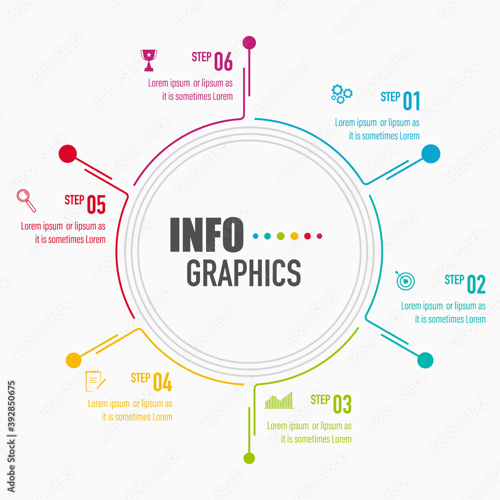 Poster infographics design vector and business icons with 6 options, design for presentation and web site