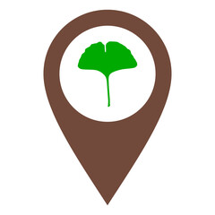 Ginkgo Blatt und Kartenmarkierung