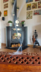 wooden box for burning smoke incense
