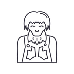 Caveman icon, linear isolated illustration, thin line vector, web design sign, outline concept symbol with editable stroke on white background.