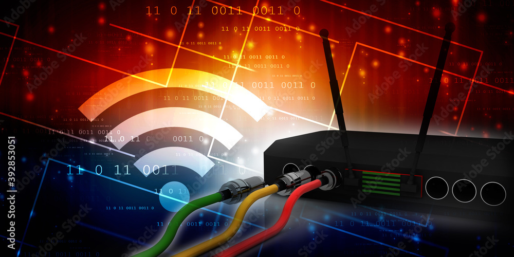 Poster 3d rendering transmitter wifi