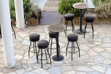 Local restaurant furniture on the island of Evia, Greece 