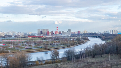 View of the Russian capital from a high hill in the Kolomenskoye park.