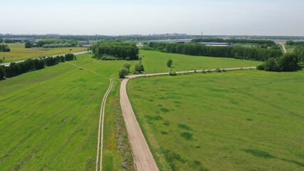 Fototapeta na wymiar Agricultural fields and reservoirs. Photos taken from a quadrocopter