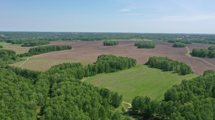 Fototapeta na wymiar Agricultural fields and reservoirs. Photos taken from a quadrocopter