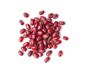 Azuki Bean or Red Bean Seeds on white background top view