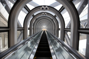 Modern elevator access in Umeda Sky Building, up to the Kuchu Teien Observatory