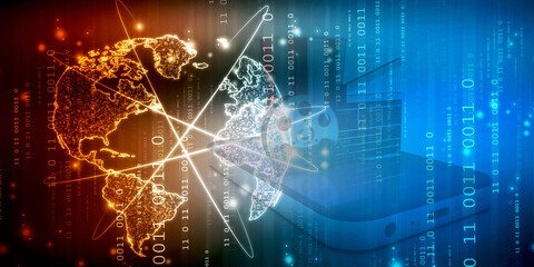 2d illustration world map abstract background