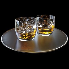 glass of whiskey with ice, 3d illustration