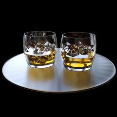 glass of whiskey with ice, 3d illustration