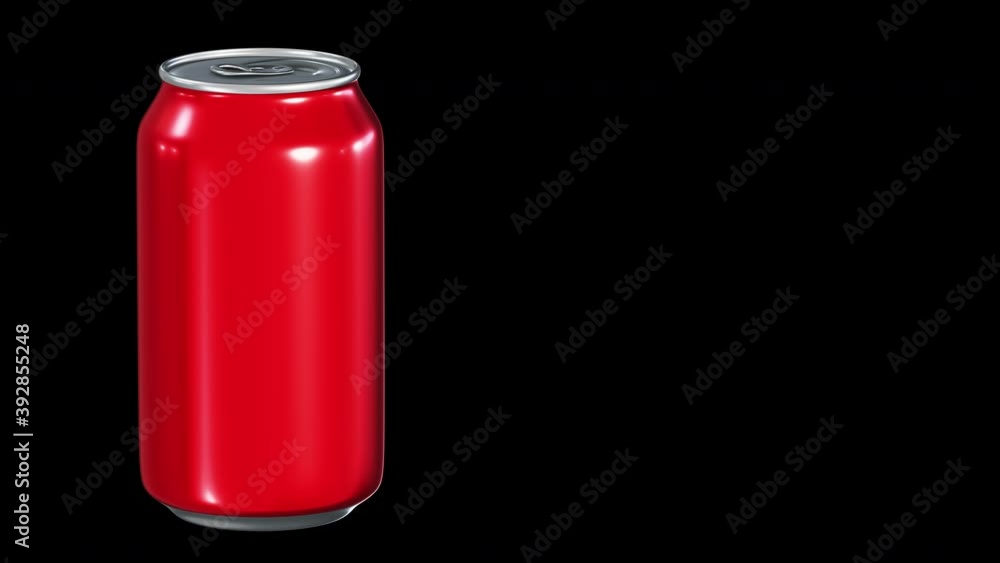 Poster realistic 360-degree seamless looping spin of the blank red alcohol or soft drink tin can rendered i