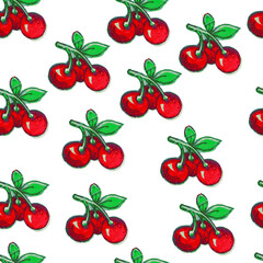 Juicy cherries. Cute seamless pattern.