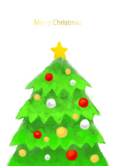 水彩手描きのクリスマスツリー
