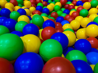 Fototapeta na wymiar background of blue green red yellow colored spheres into a pool of balls