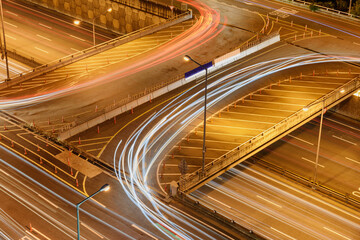 Top view of two-level road junction.