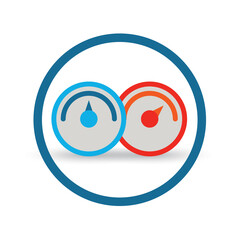 Energy Efficient water heating equipment. Vector icon.