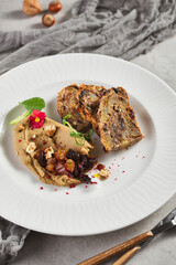 Dried fruit and nuts bread with Pate