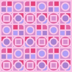 Beautiful of Colorful Square and Circle, Repeated, Abstract, Illustrator Pattern Wallpaper. Image for Printing on Paper, Wallpaper or Background, Covers, Fabrics