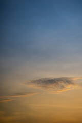 Golden hour Nature background with sky and clouds in Vertical frame
