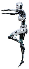 3D Rendering Female Robot on White