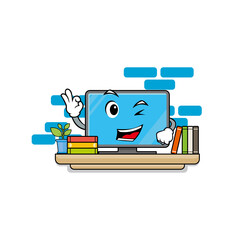 Computer Cute Icon Flat Design