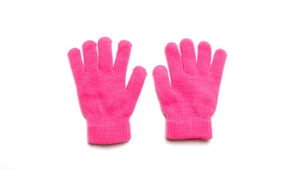 pink baby winter gloves on a white background