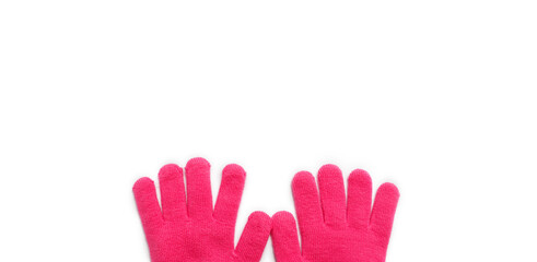 pink baby winter gloves on a white background. isolated.
