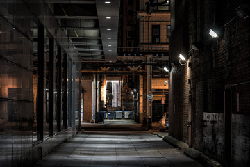 Alley at night downtown chicago