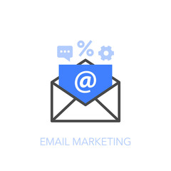 Email marketing symbol with an envelope and a commercial message. Easy to use for your website or presentation.