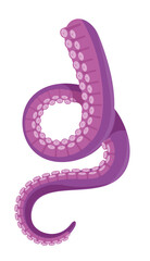 Curled separate sea animal limb isolated on white background