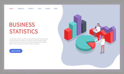 Expert team for business statistic, data analysis, management and marketing department. Landing page template. Financial administration consulting for company performance analyzis concept statistics