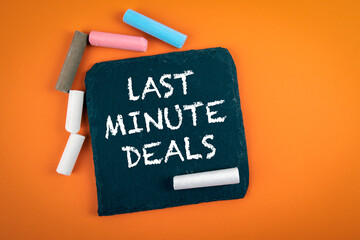  Last minute deals. Text on a stone surface. Banner for business and marketing