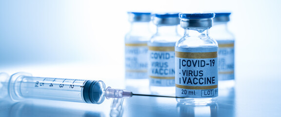 Vaccine and Healthcare Medical concept.Vaccines and syringes on white background for prevention,immunization and treatment from corona virus infection(novel coronavirus disease 2019,COVID-19,nCoV2019)