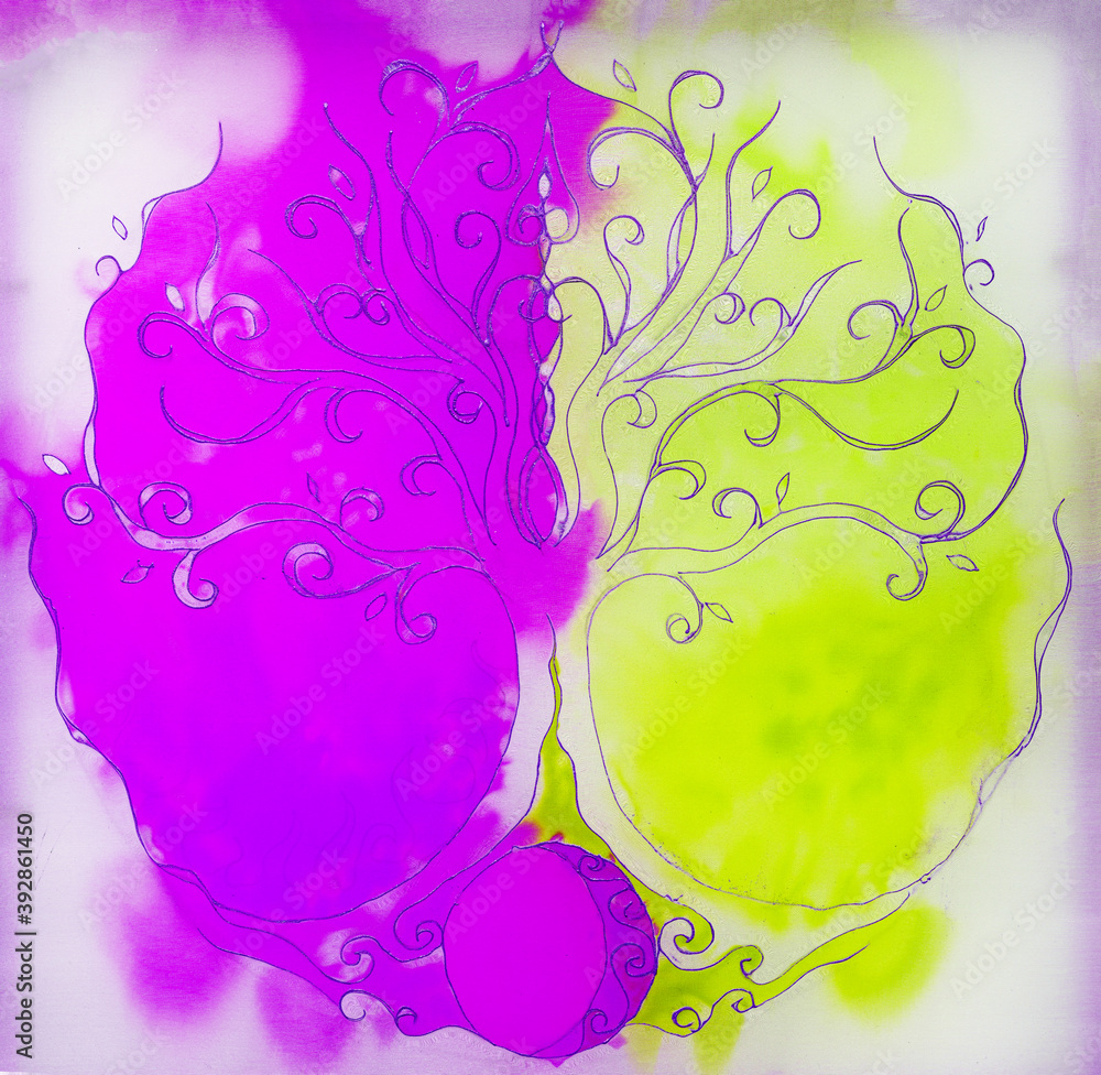 Aufkleber tree of life symbol on structured ornamental background, yggdrasil.