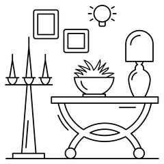 Coz Room Elements Concept, hallway or bedroom side wall furniture decoration vector icon design, 