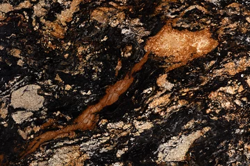 Fotobehang Black Sedna - natuurlijke gepolijste granieten stenen plaat, textuur voor een perfect interieur, achtergrond of ander ontwerpproject © Dmytro Synelnychenko