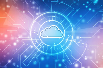 2d illustration of Cloud computing, Cloud Computing Concept, Cloud computing technology internet concept background
