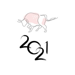 Vector image of a bull. The symbol of 2021. Eastern horoscope.