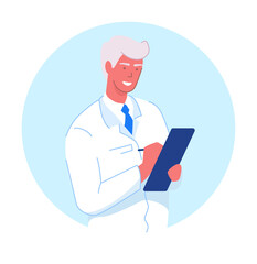 Senior doctor giving prescription portrait isolated on white