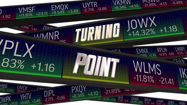 Turning Point Stock Market Change Direction Higher Lower Share Prices 3d Animation