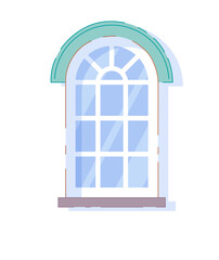 Arched closed plastic window isolated on white background