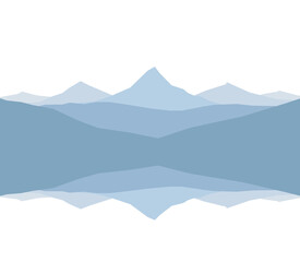 Vector Graphic Mountain Lake landscape with reflection.