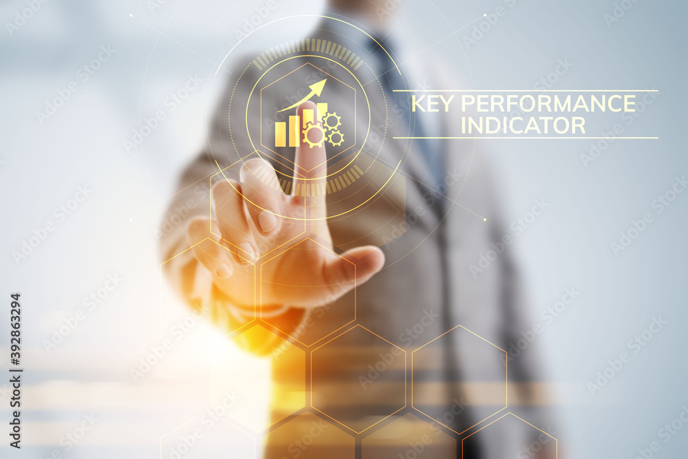 Poster kpi key performance indicator business and industrial analysis concept on screen.