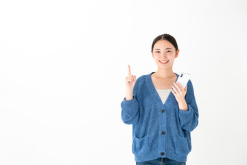 女性　スマートフォン