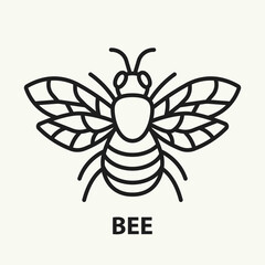 Bee flat line icon. Vector illustration.