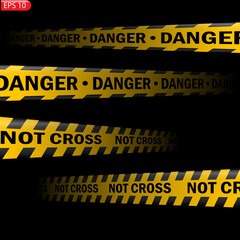 Black and color caution lines isolated. Realistic warning tapes. Danger signs